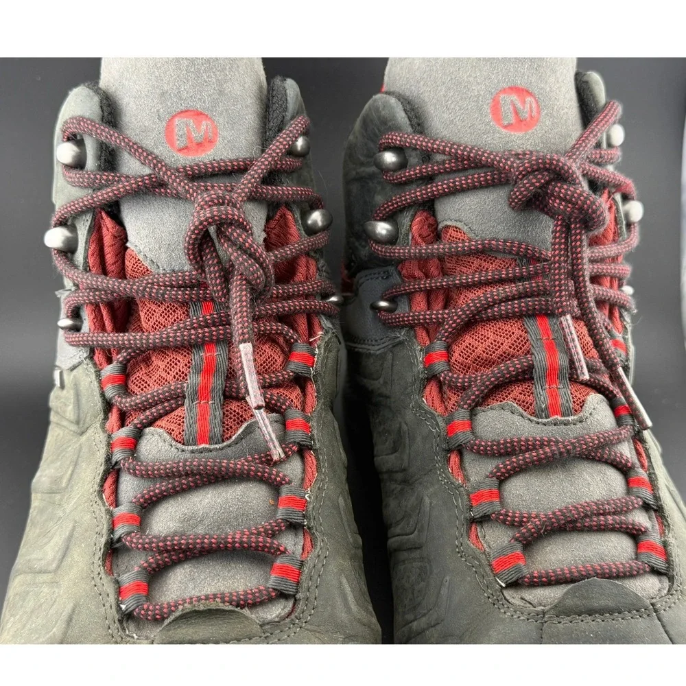 Merrell Granite-Waterproof Hiking Boots, Grey Red, Vibram, J32753, Mens 11.5